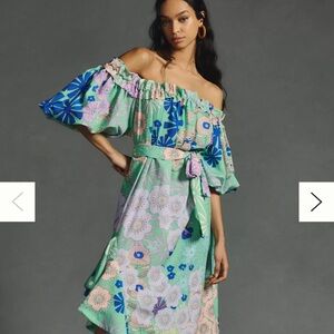 NWT Anthropologie Oopscool Off-The-Shoulder Printed Dress